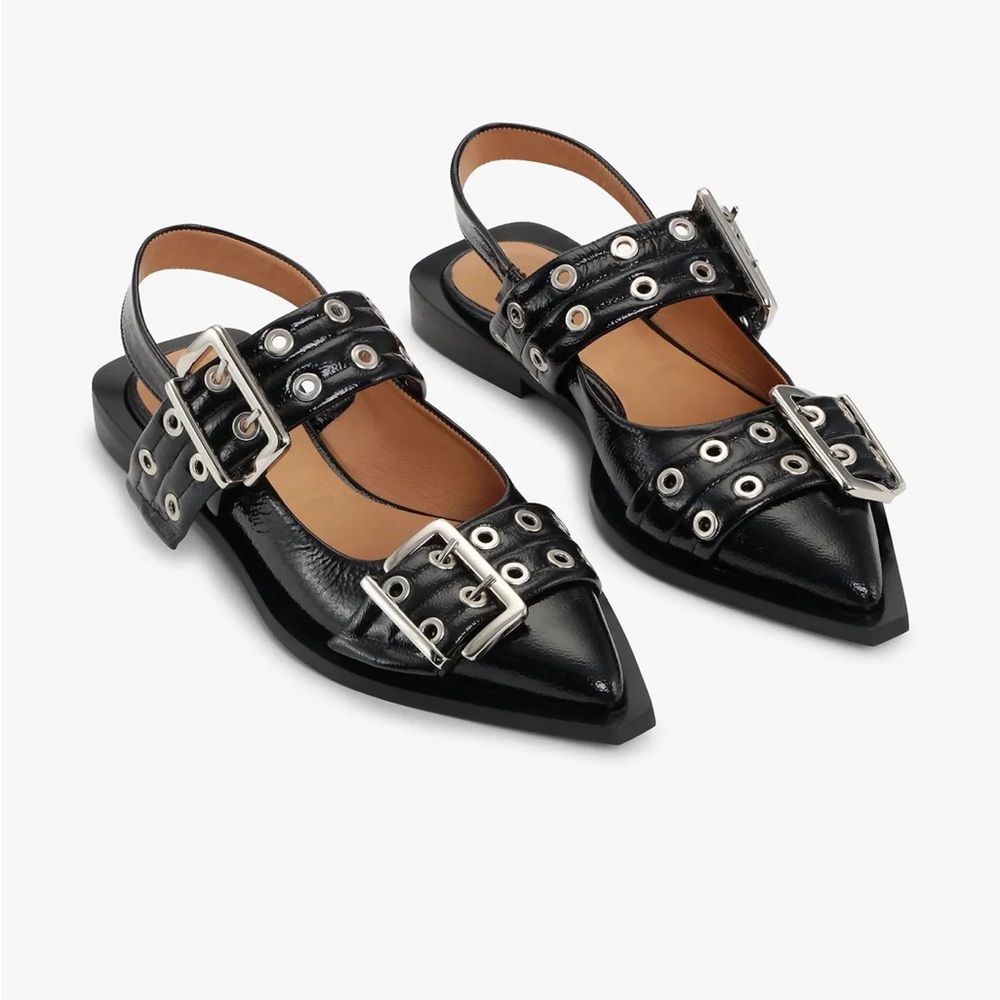 Ganni Chunky Buckle Ballerina Flats